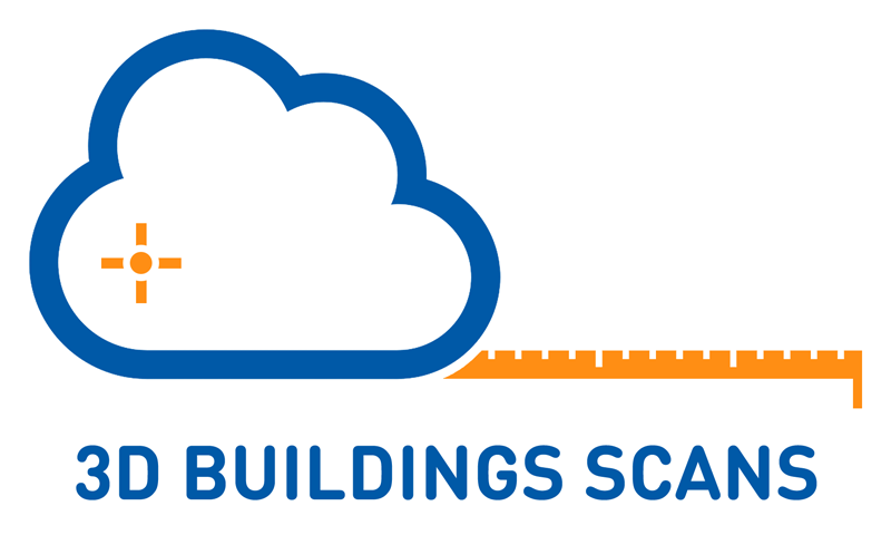 3D Building Scans logo depicting a surveyors measuring service from a 3d laser point cloud.